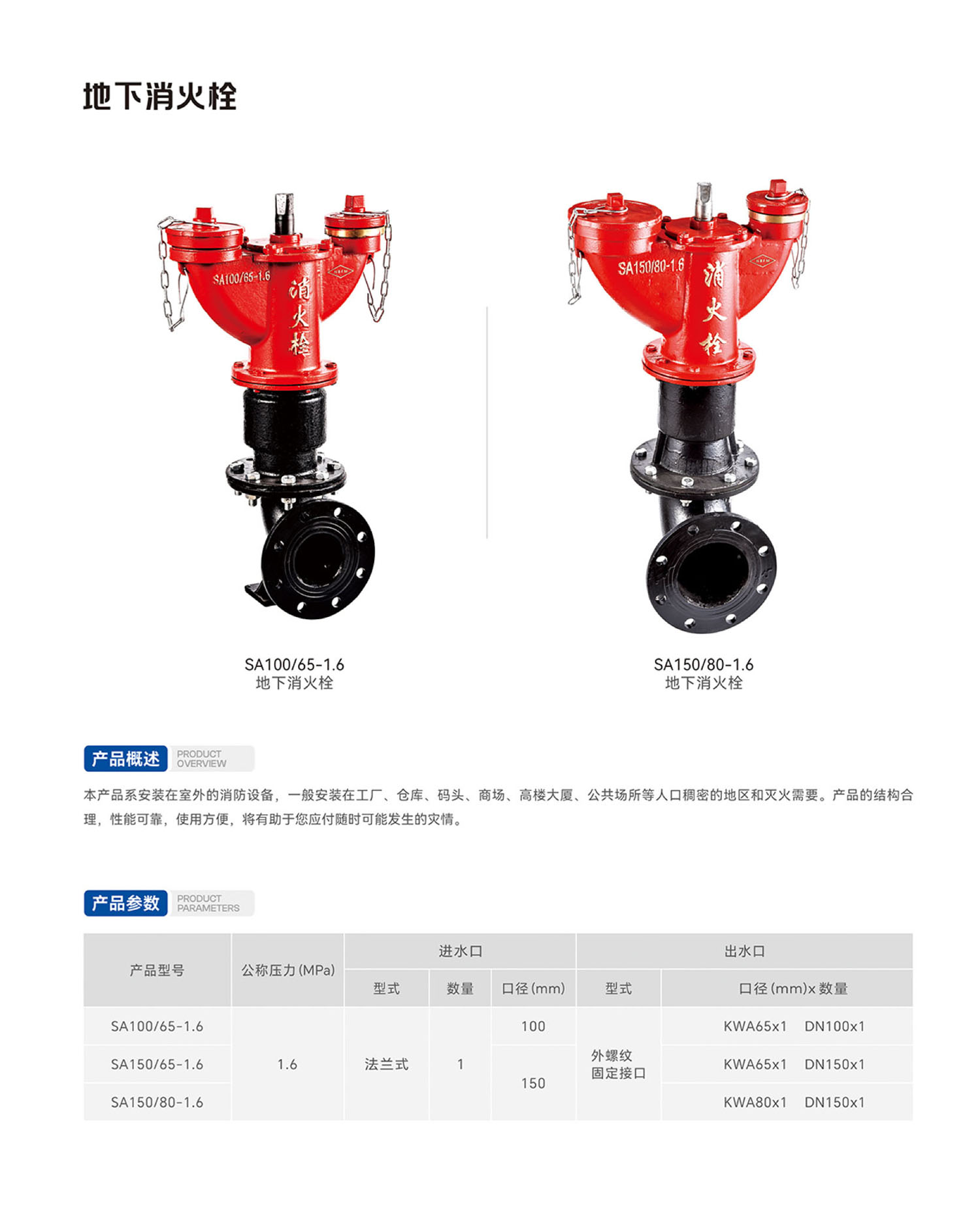 SA150/80-1.6
地下消火栓